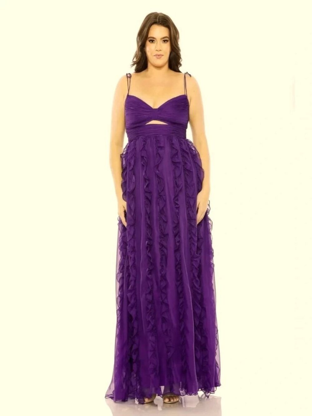 Mac Duggal Ultra Violet Purple Chiffon Cutout Gown